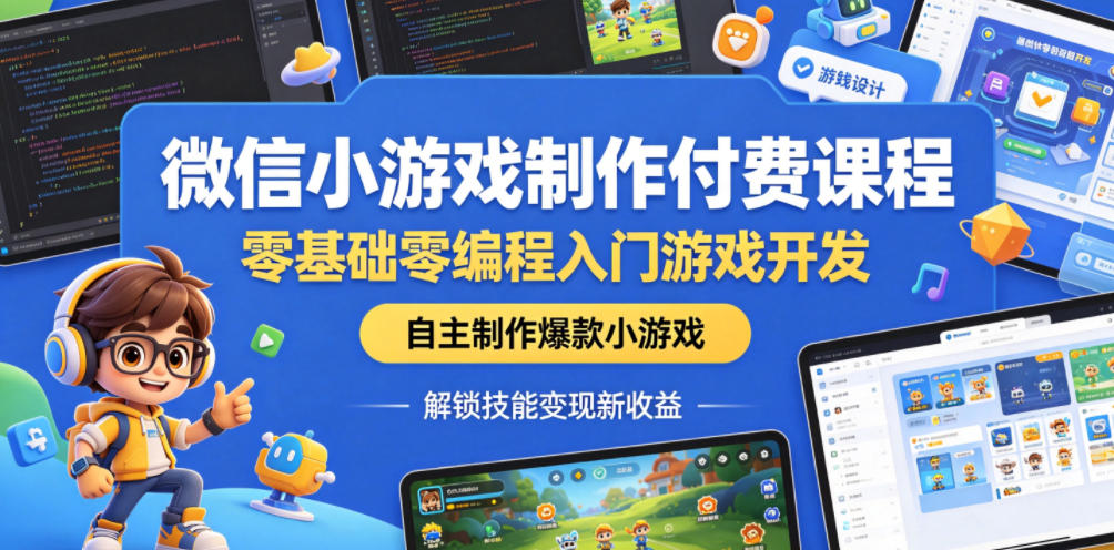 微信小游戏制作付费课程，零基础零编程入门游戏开发，自主制作爆款小游戏，解锁技能变现新收益-洛柒笔记