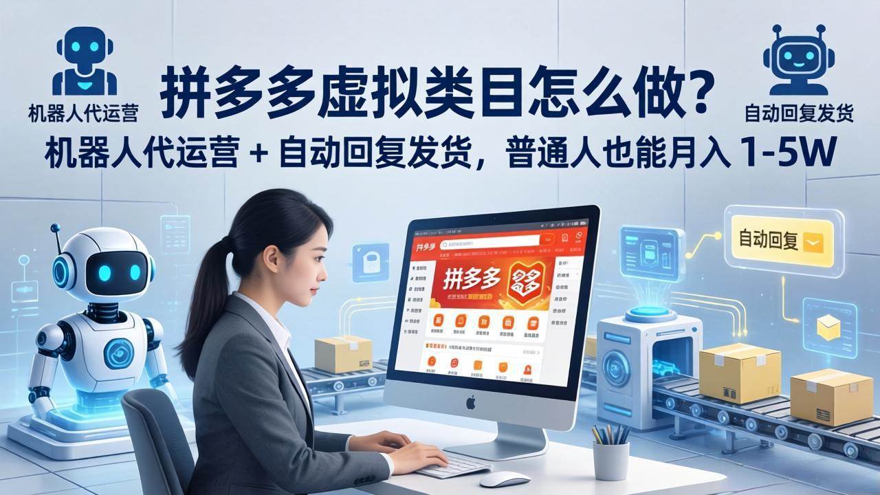 （18111期）拼多多虚拟类目怎么做？机器人代运营 + 自动回复发货，普通人也能月入 1-5W-洛柒笔记