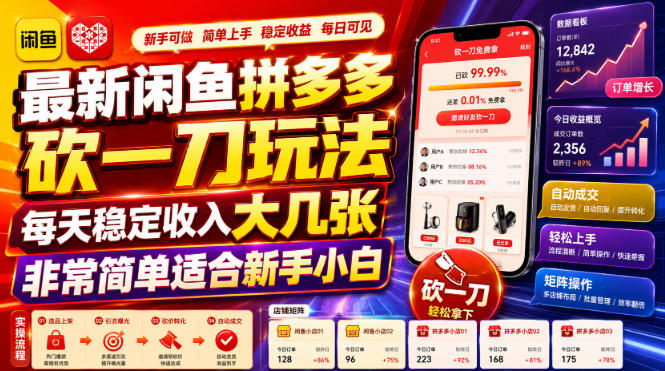 最新闲鱼拼多多砍一刀玩法每天稳定收入大几张非常简单适合新手小白-洛柒笔记