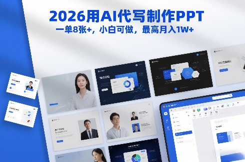 2026用AI代写制作PPT，一单8张+，小白可做，最高月入1W+-洛柒笔记