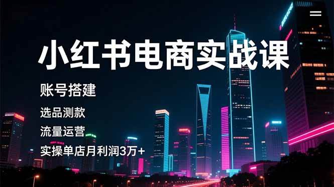 （16615期）小红书电商实战课，账号搭建，选品测款，流量运营，实操月利润3万+-洛柒笔记