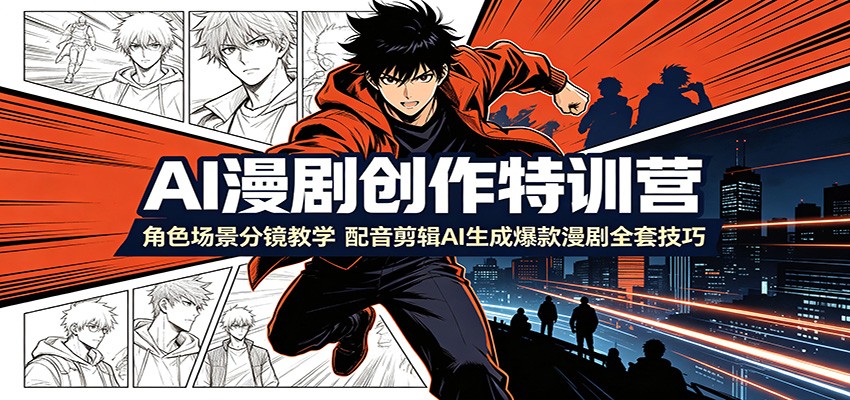 AI漫剧创作特训营：角色场景分镜教学，配音剪辑AI生成爆款漫剧全套技巧-洛柒笔记
