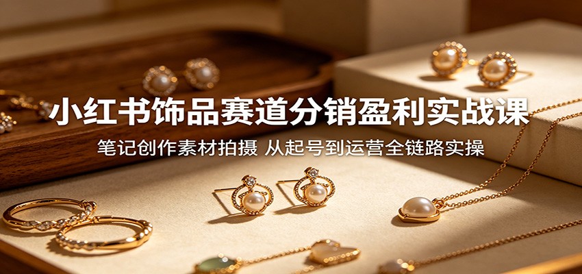 小红书饰品赛道分销盈利实战课：笔记创作素材拍摄，从起号到运营全链路实操-洛柒笔记