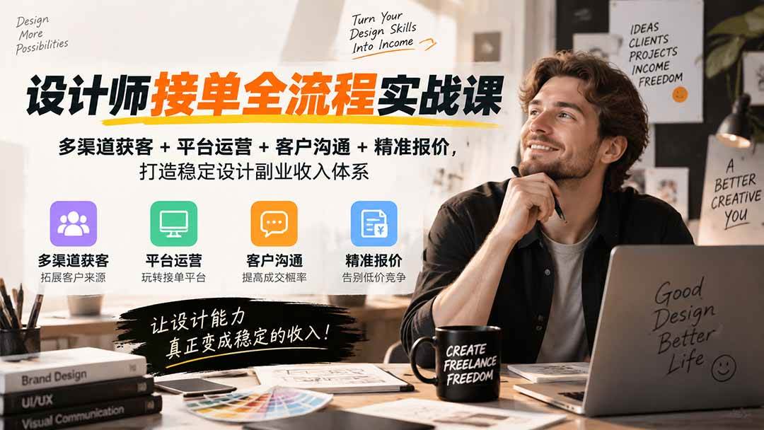 （20563期）设计师接单全流程实战课-无水印｜多渠道获客+平台运营+客户沟通+精准报价，打造稳定设计副业收入体系-洛柒笔记