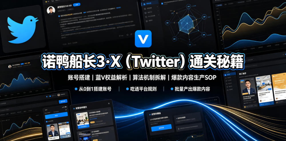 诺鸭船长3·X（Twitter）通关秘籍，涵盖账号搭建、蓝V权益解析、算法机制拆解及爆款内容生产SOP（更新）-洛柒笔记