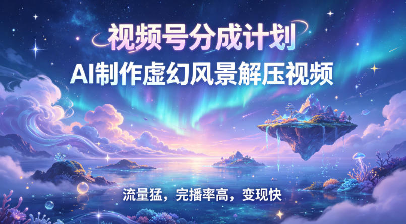 视频号分成计划【AI制作虚幻风景解压视频】流量猛，完播率高，变现快-洛柒笔记