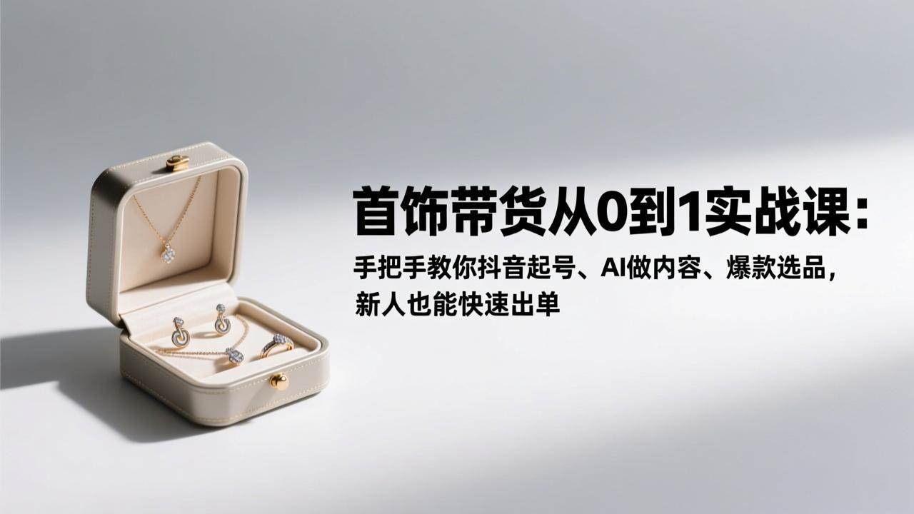 （17178期）首饰带货从0到1实战课：手把手教你抖音起号、AI做内容、爆款选品，新人也能快速出单-洛柒笔记