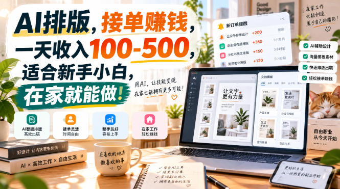 AI排版，接单賺钱，一天收入100-500，适合新手小白，在家就能做！-洛柒笔记