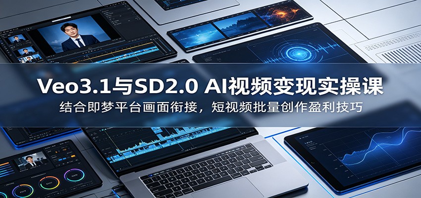 Veo3.1与SD2.0 AI视频变现实操课课：结合即梦平台画面衔接，短视频批量创作盈利技巧-洛柒笔记