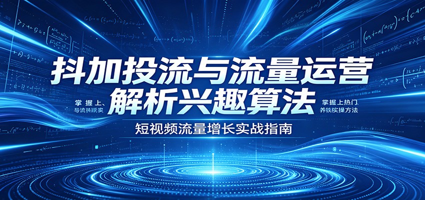 抖加投流与流量运营：解析兴趣算法，掌握上热门、养铁粉实操方法-洛柒笔记