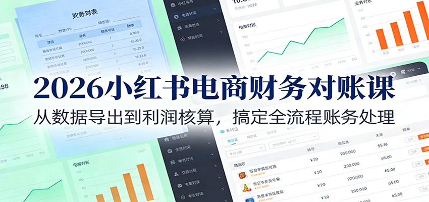 2026小红书电商财务对账课：从数据导出到利润核算，搞定全流程账务处理-洛柒笔记
