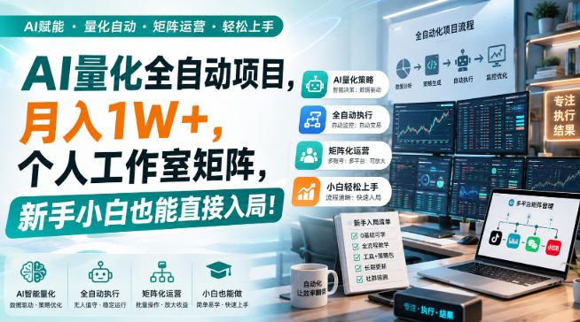 AI量化全自动项目，月入1W+，个人工作室矩阵，新手小白也能直接入局！【揭秘】-洛柒笔记