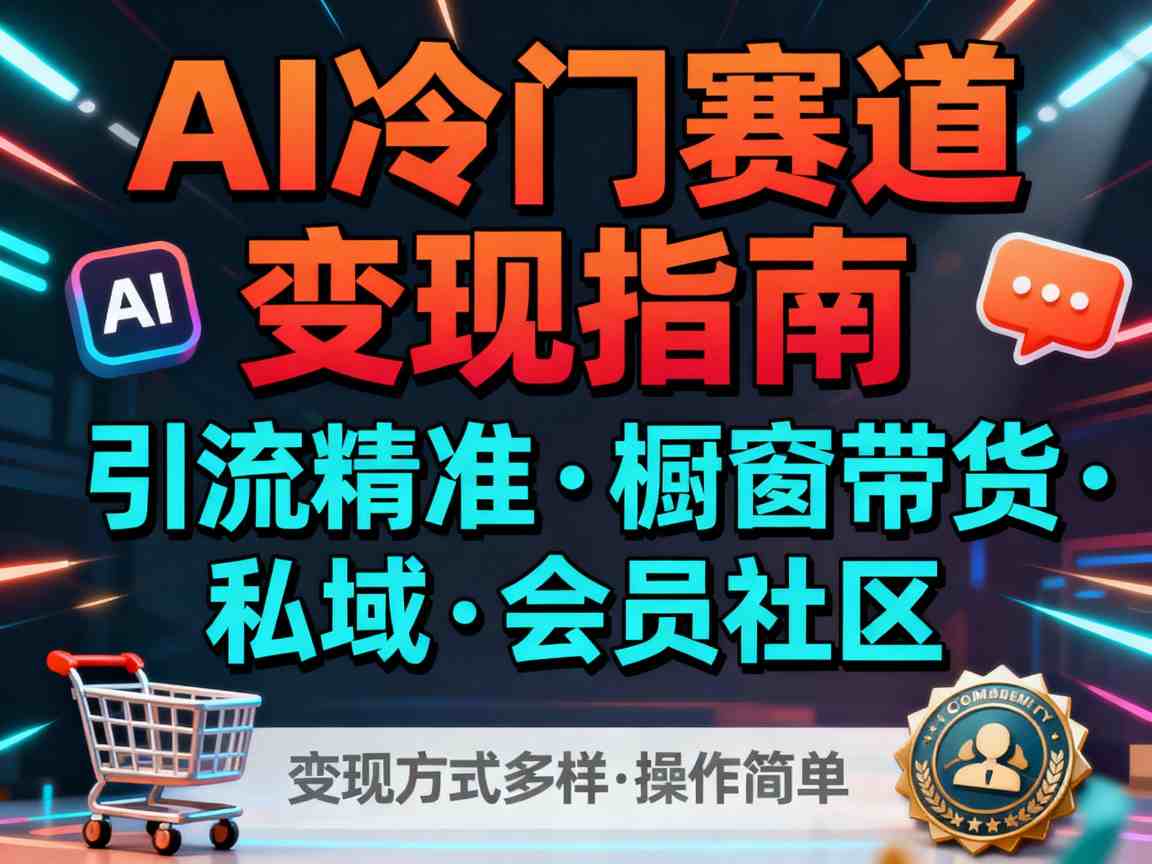 AI冷门赛道，引流精准，橱窗带货+私域+会员社区，变现方式多样，操作简单-洛柒笔记