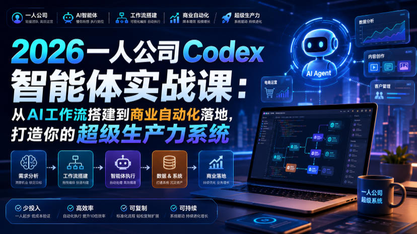 2026一人公司Codex智能体实战课：从AI工作流搭建到商业自动化落地，打造你的超级生产力系统-洛柒笔记