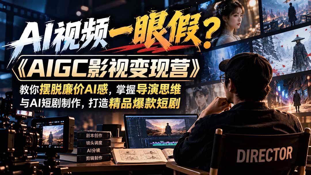 （21133期）【无水印】AI视频一眼假？《AIGC影视变现营》教你摆脱廉价AI感，掌握导演思维与AI短剧制作，打造精品爆款短剧-洛柒笔记
