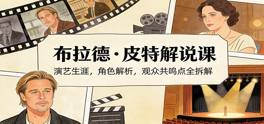 演员说-布拉德.皮特解说课：演艺生涯，角色解析，观众共鸣点全拆解-洛柒笔记