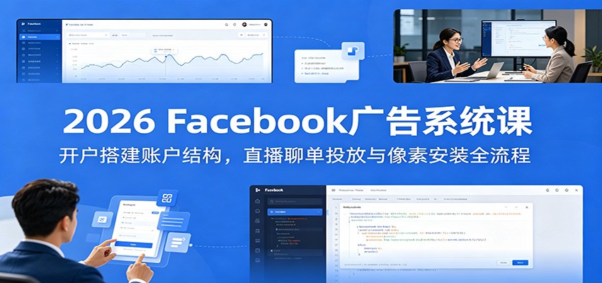 2026 Facebook广告系统课：开户搭建账户结构，直播聊单投放与像素安装全流程-洛柒笔记