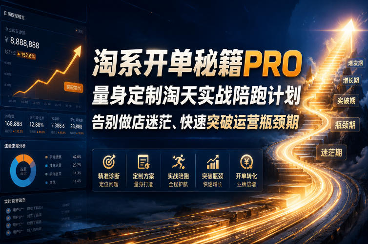 淘系开单秘籍PRO，量身定制淘天实战陪跑计划，告别做店迷茫、快速突破运营瓶颈期（2026年6月22日）-洛柒笔记