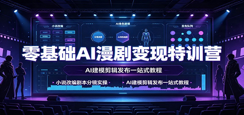 零基础AI漫剧变现特训营：小说改编剧本分镜实操，AI建模剪辑发布一站式教程-洛柒笔记