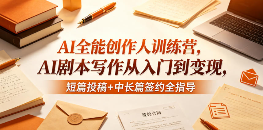 AI全能创作人训练营，AI剧本写作从入门到变现，短篇投稿+中长篇签约全指导-洛柒笔记