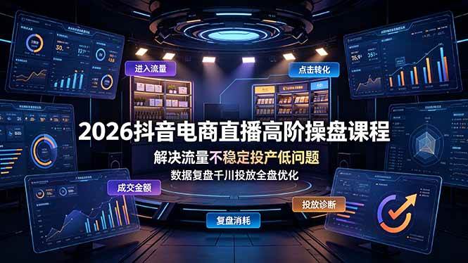 （19159期）2026抖音电商直播高阶操盘课程，解决流量不稳定投产低问题，数据复盘千川投放全盘优化-洛柒笔记