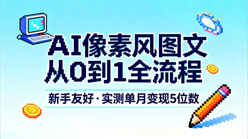 AI像素风图文从0到1全流程，新手友好，实测单月变现5位数-洛柒笔记
