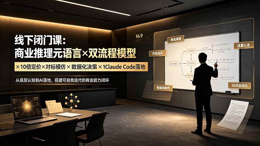 （19381期）线下闭门课：商业推理元语言×双流程模型×10倍定价×对标模仿×数据化决策×Claude Code落地，击穿认知盲区-洛柒笔记