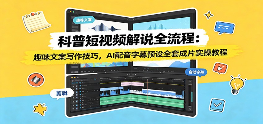 科普短视频解说全流程：趣味文案写作技巧，AI配音字幕预设全套成片实操教程-洛柒笔记