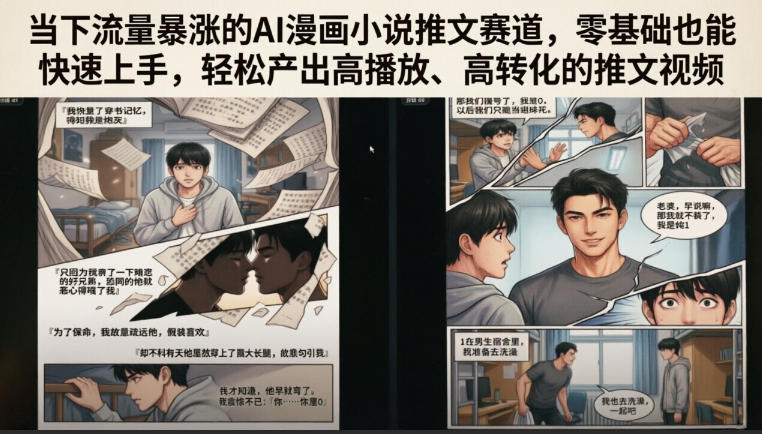 当下流量暴涨的AI漫画小说推文赛道，零基础也能快速上手，轻松产出高播放、高转化的推文视频-洛柒笔记