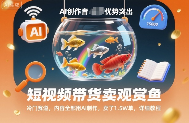 短视频带货卖观赏鱼，冷门赛道，内容全部用AI制作，卖了1.5W单，详细教程-洛柒笔记