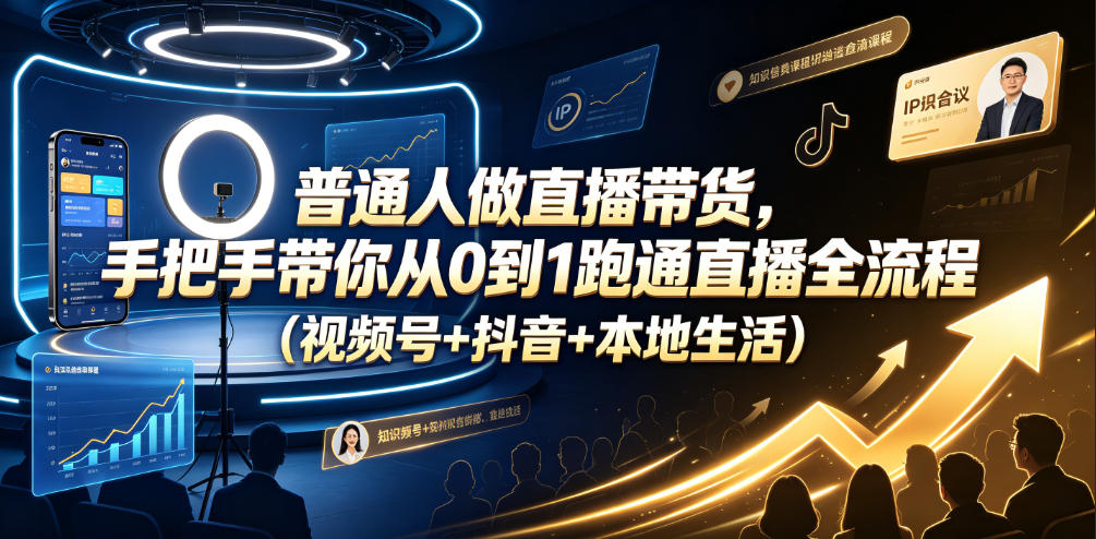 普通人做直播带货，手把手带你从0到1跑通直播全流程（视频号+抖音+本地生活）-洛柒笔记