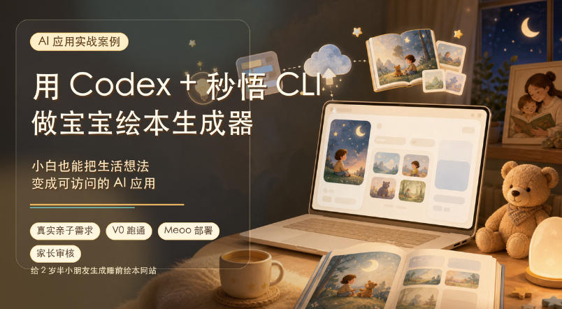 AI应用实战案例，用Codex+秒悟CLl做宝宝绘本生成器，小白也能把生活想法变成可访问的AI应用-洛柒笔记