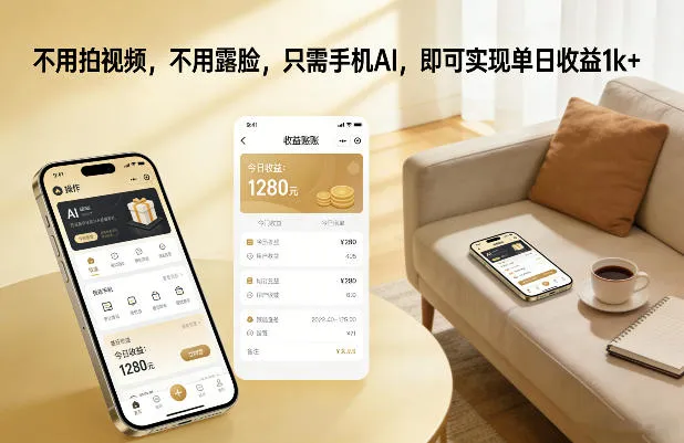 不用拍视频，不用露脸，只需手机AI，即可实现单日收益1k+-洛柒笔记