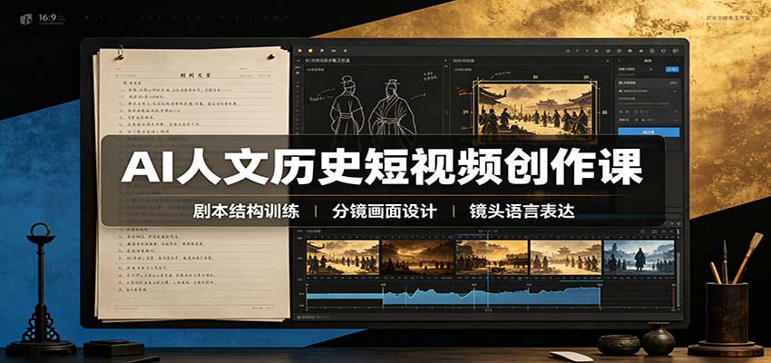 AI人文历史短视频创作课：赛道对标、剧本分镜制图，掌握视频完整产出流程-洛柒笔记