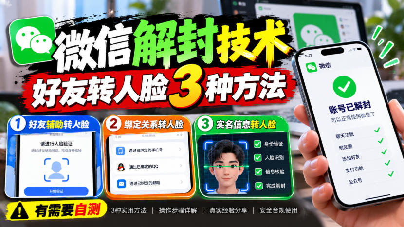 微信解封技术，好友转人脸3种方法，外来技术，有需要自测-洛柒笔记