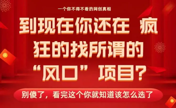 马上26年了，你还在找所谓的风口项目？别傻了，看完这个你全都懂了！-洛柒笔记
