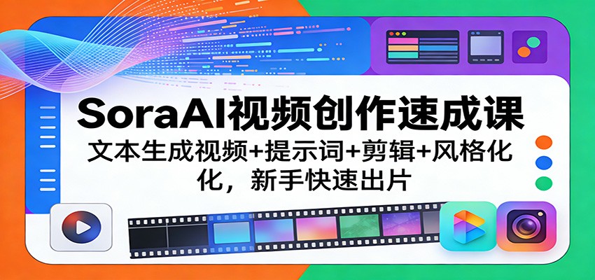 SoraAI视频创作速成课：文本生成视频+提示词+剪辑+风格化，新手快速出片-洛柒笔记