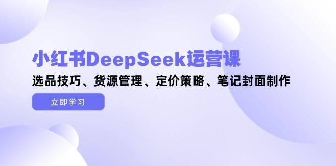 小红书DeepSeek运营课，选品技巧、货源管理、定价策略、笔记封面制作-洛柒笔记