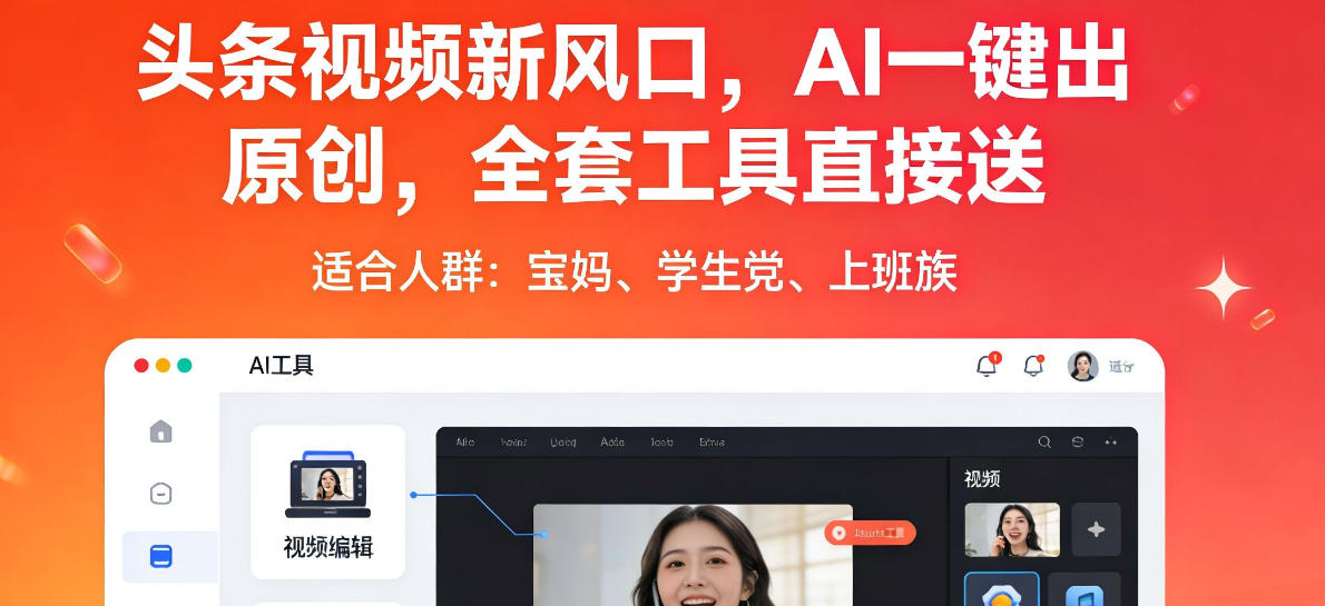 头条视频新风口，AI一键出原创，全套工具直接送，人人可做，有手就行【揭秘】-洛柒笔记