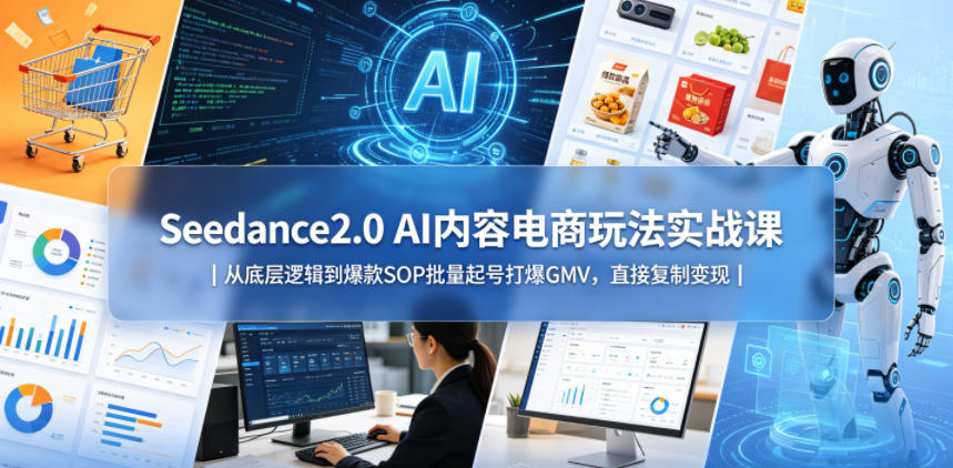 Seedance2.0 AI内容电商玩法实战课｜从底层逻辑到爆款SOP批量起号打爆GMV，直接复制变现-洛柒笔记