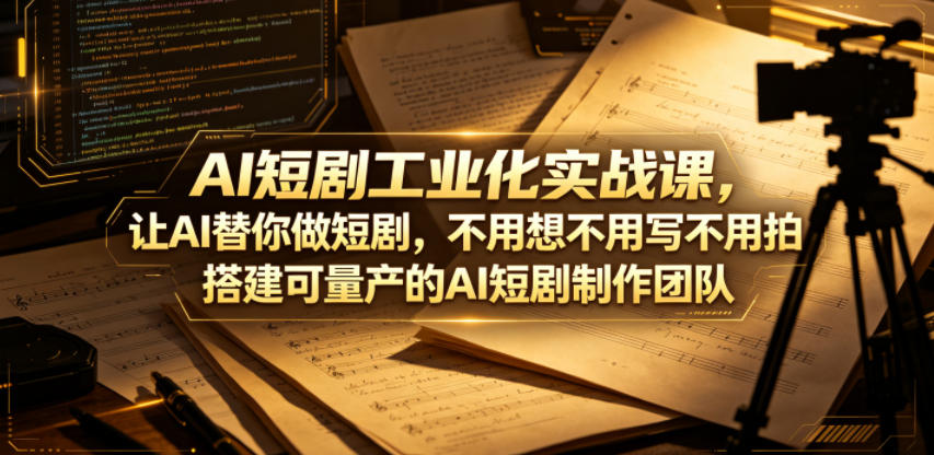 AI短剧工业化实战课，让AI替你做短剧，不用想不用写不用拍，搭建可量产的AI短剧制作团队-洛柒笔记