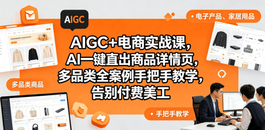 AIGC+电商实战课，AI一键直出商品详情页，多品类全案例手把手教学，告别付费美工（更新0820）-洛柒笔记