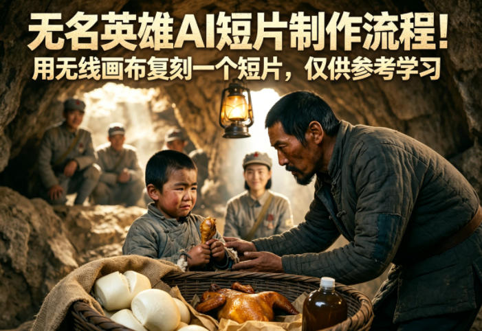 无名英雄AI短片制作流程！用无线画布复刻一个短片，仅供参考学习-洛柒笔记
