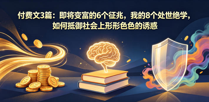 付费文3篇：即将变富的6个征兆，我的8个处世绝学，如何抵御社会上形形色色的诱惑-洛柒笔记