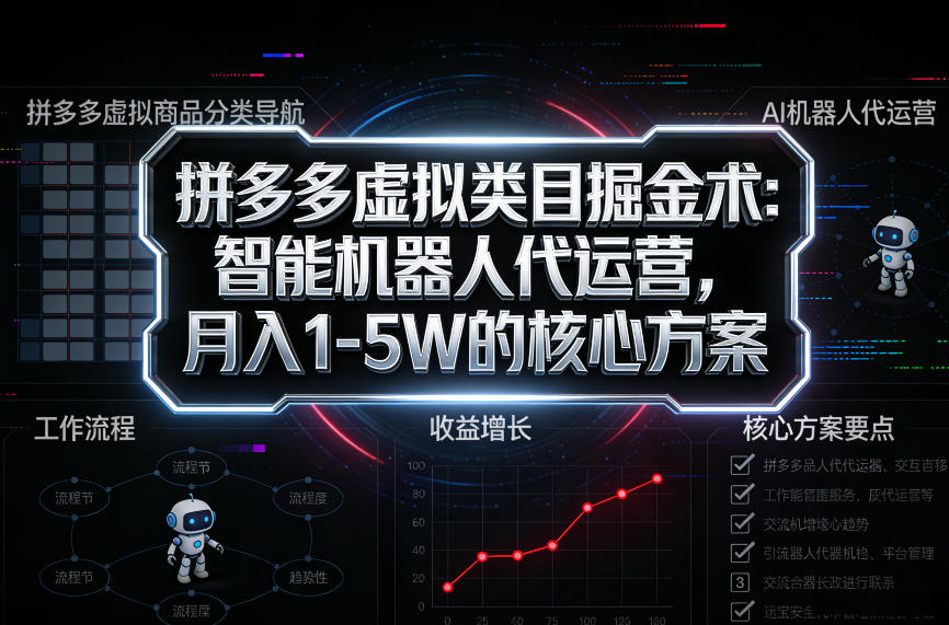 拼多多虚拟类目掘金术：智能机器人代运营，月入1-5W的核心方案【揭秘】-洛柒笔记