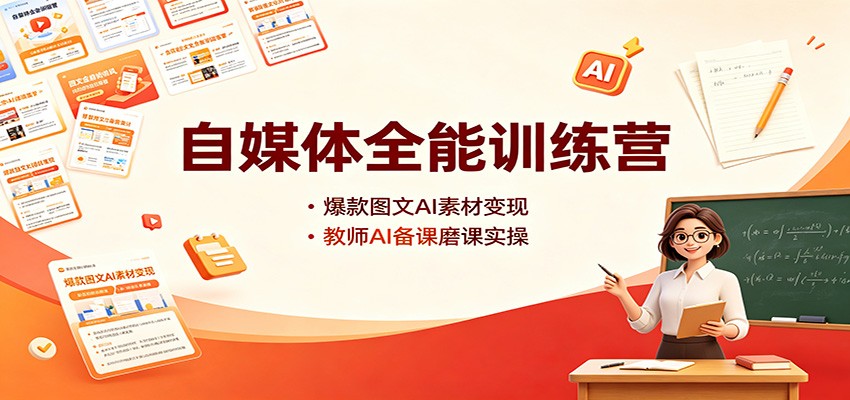 自媒体全能训练营：爆款图文AI素材变现，教师AI备课磨课实操-洛柒笔记