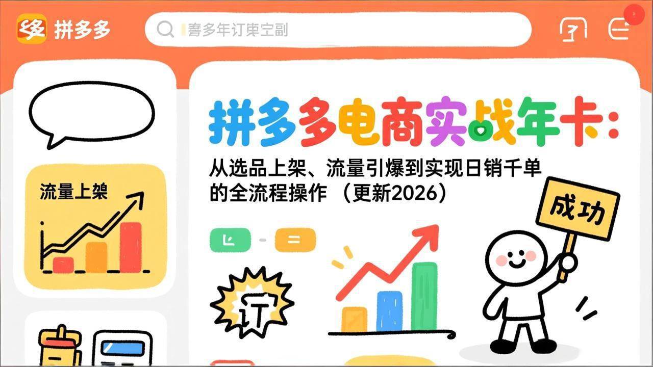 （19839期）拼多多电商实战年卡：从选品上架、流量引爆到实现日销千单的全流程操作（更新2026年8月）-洛柒笔记