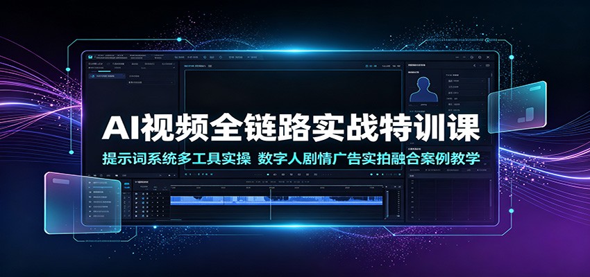 AI视频全链路实战特训课：提示词系统多工具实操，数字人剧情广告实拍融合案例教学-洛柒笔记
