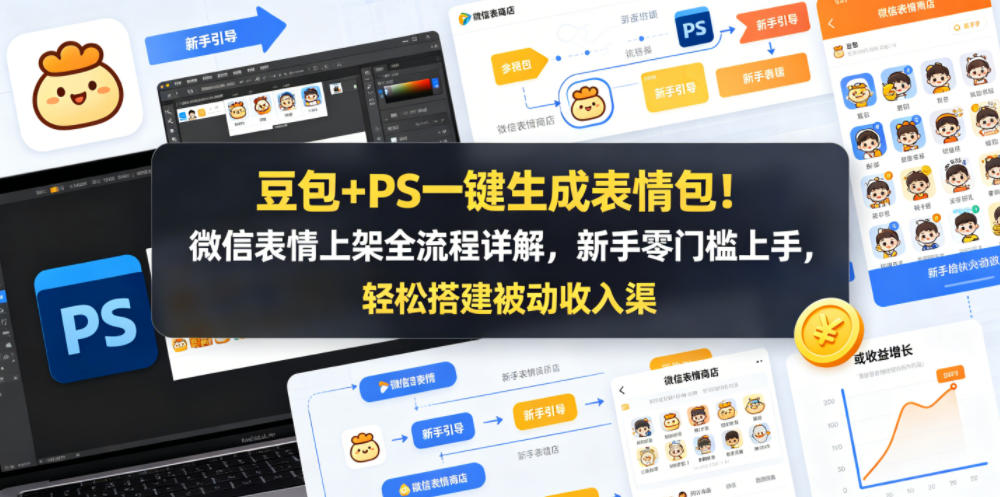 豆包+PS一键生成表情包！微信表情上架全流程详解，新手零门槛上手，轻松搭建被动收入渠道-洛柒笔记