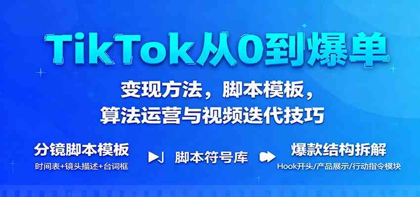 TikTok从0到爆单：变现方法，脚本模板，算法运营与视频迭代技巧-洛柒笔记